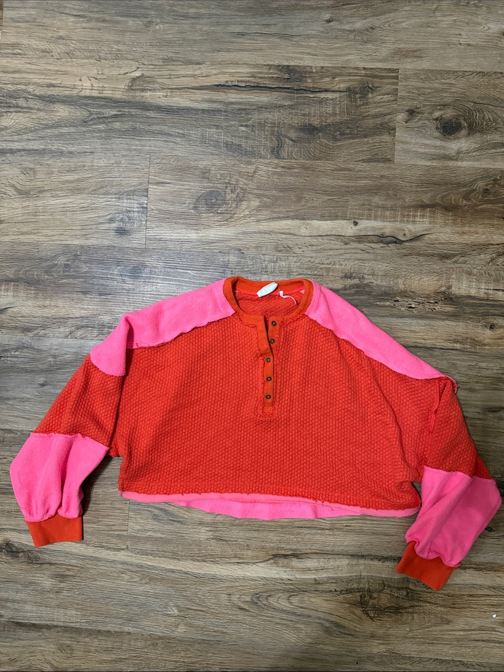 Out From Under Orange and Pink Women's Cropped Sweater